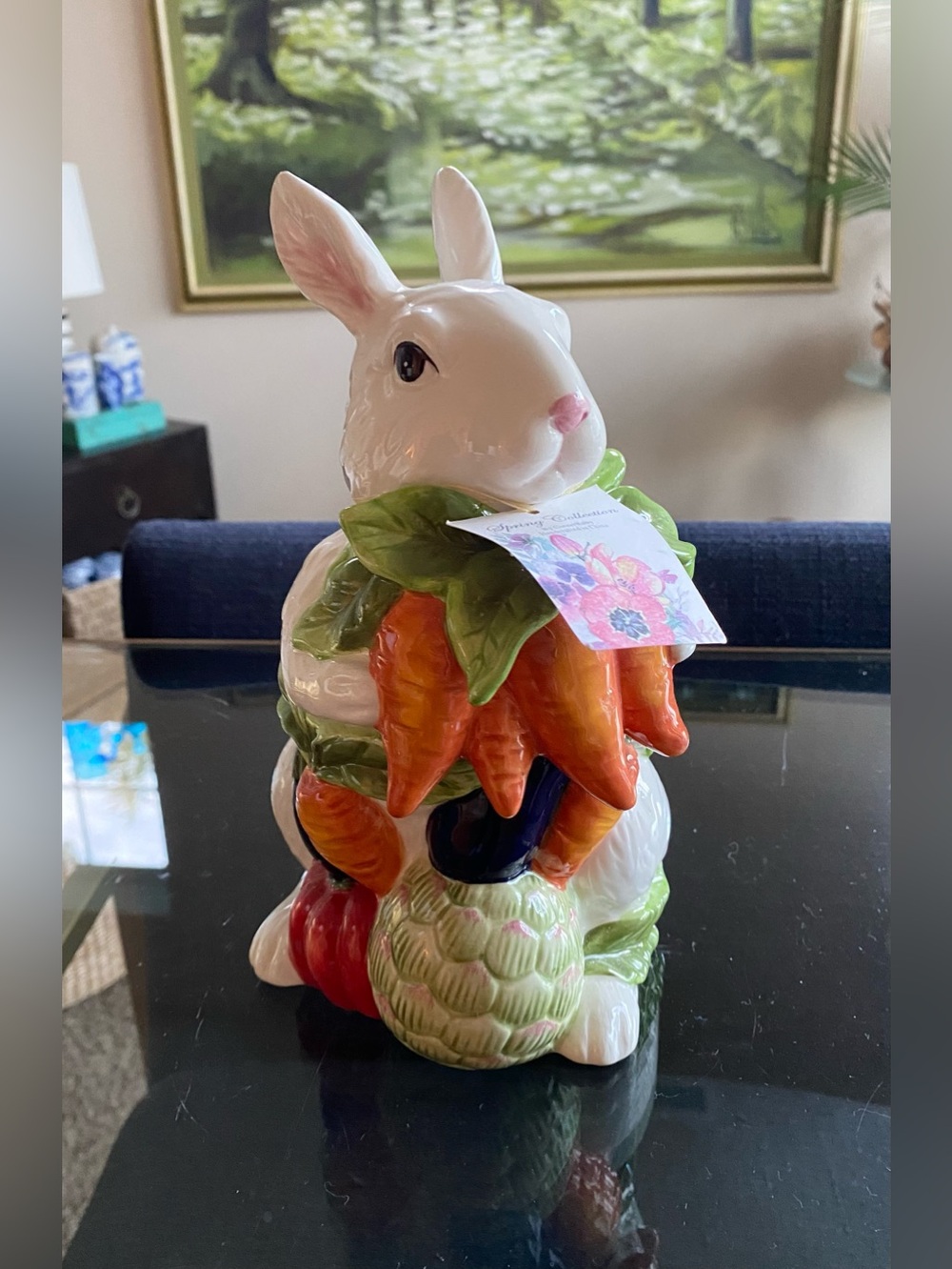 Corner Ruby Spring Collection Ceramic Rabbit Vegetable Artichoke Figurine NWT 9”